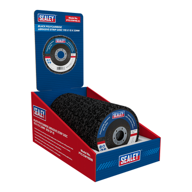 115 x 13mm Black Polycarbide Abrasive Strip Disc 22mm Bore - Display Box of 10