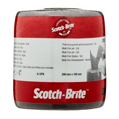3M 100mm x 200mm Ultra Fine Scotch Brite Grey Perferated Multi Flex  Roll 07522 (Each)