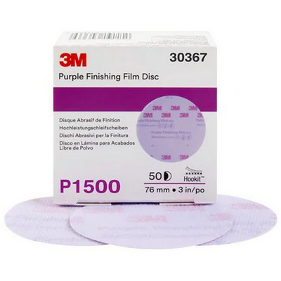 3M P1500 75mm Purple Hookit Finishing Film Abrasive Disc 260L (Pkt 50)