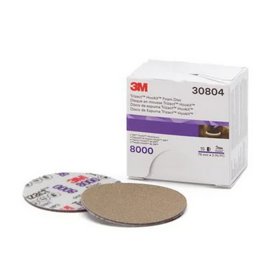 3M P8000 75mm Plain 443SA Trizact Hookit Foam Abrasive Discs (Pk