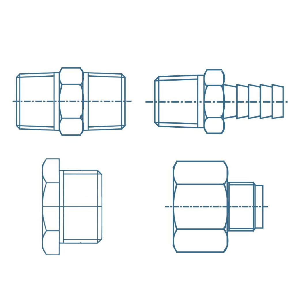 Connector - Brass: M-BSPT 3/8" to M-BSPT 3/8" (x2)