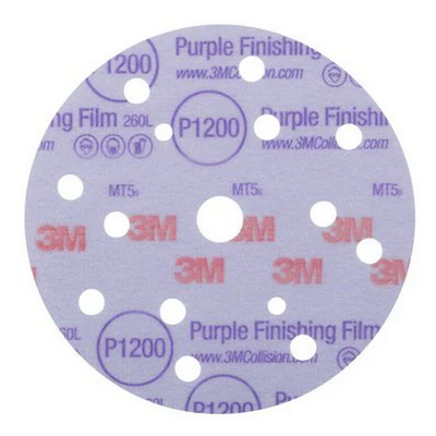 3M P1500 260L Purple Finishing Film Discs 150mm 15 Hole (Pkt 50)