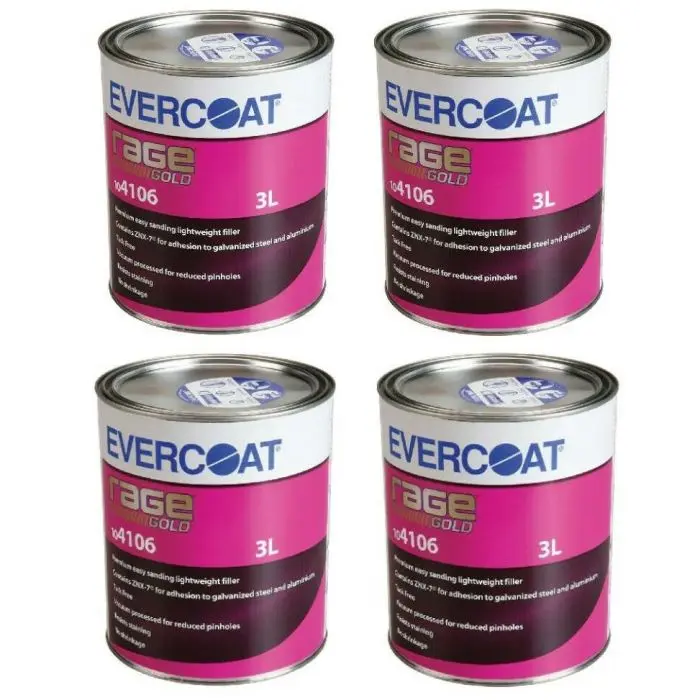 [BULKEVRAGEGOLD] 4 X EVERCOAT RAGE GOLD FILLER 3LT *BULK BUY*