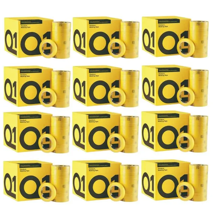 12 x BOXES Q1 PREMIUM MASKING TAPE 36MM (288 ROLLS TOTAL)