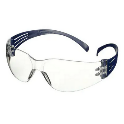 3M Safety Glasses Anti-Fog / Anti-Scratch Clear Lens Blue Frame SecureFit 100 Series (Each)