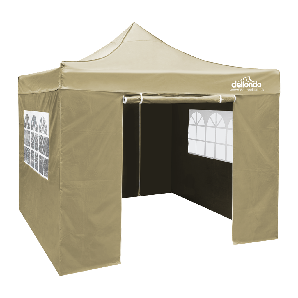 Dellonda Premium 3x3m Pop-Up Gazebo & Side Walls, PVC Coated, Water-Resistant Fabric with Carry Bag, Rope, Stakes & Weight Bags