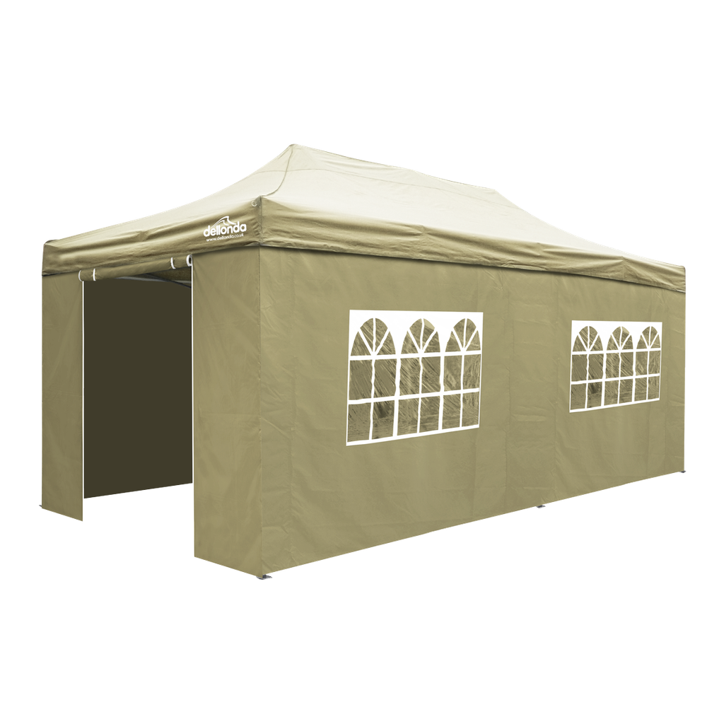 Dellonda Premium 3x6m Pop-Up Gazebo & Side Walls, PVC Coated, Water-Resistant Fabric with Carry Bag, Rope, Stakes & Weight Bags