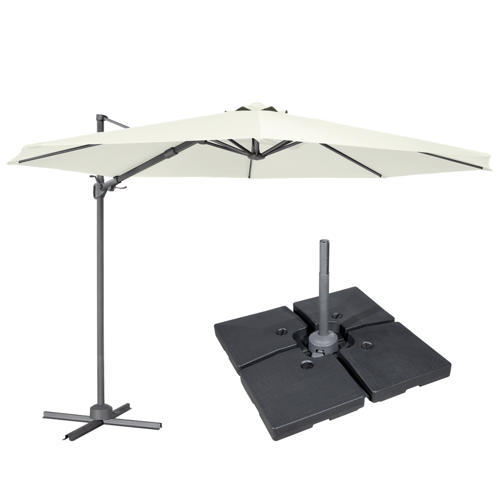 Dellonda Cantilever Parasol with 360° Rotation, Tilt, Cover & Base 3m