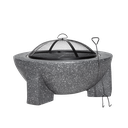 Dellonda Round MgO Fire Pit with BBQ Grill, Ø75cm, Safety Mesh Screen