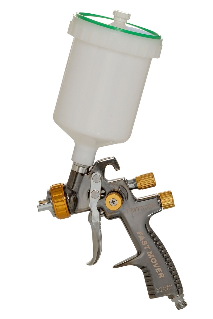 Fast Mover Gravity feed LVLP spray gun with 600ml pot with 1.8mm