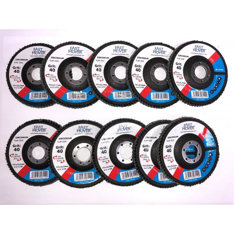 Fast Mover Zirconium flap disc. 115mm. 80 grit. 10 discs per pac
