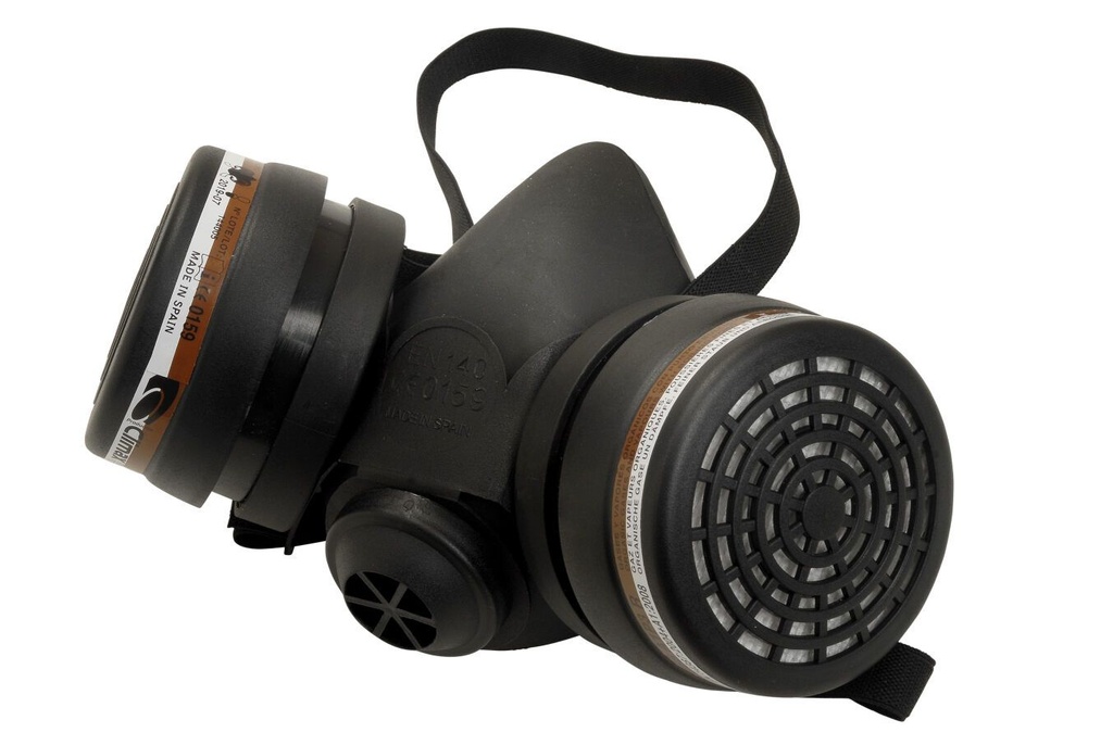 Fast Mover Half face mask fitted with 2 A1P3 cartridges