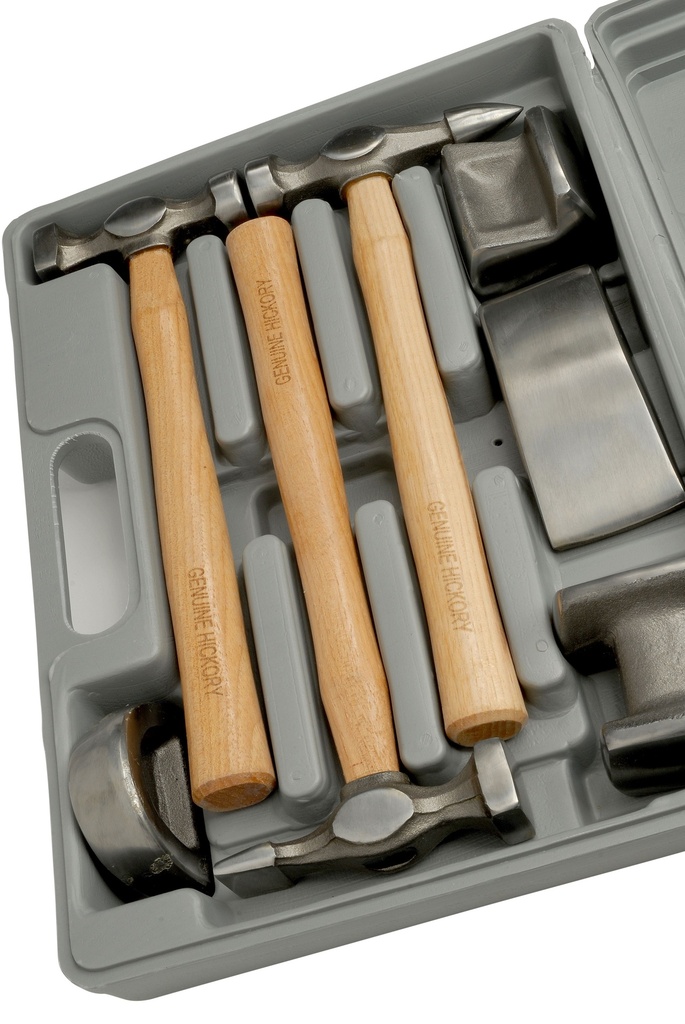 Fast Mover Hammer & Dolly Panel Beating 7pc Kit, Hickory Hand