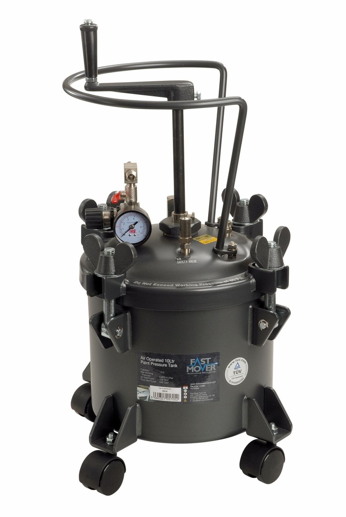 Fast Mover Paint pressure tank. 10ltr. Fitted with casters and manual agitator