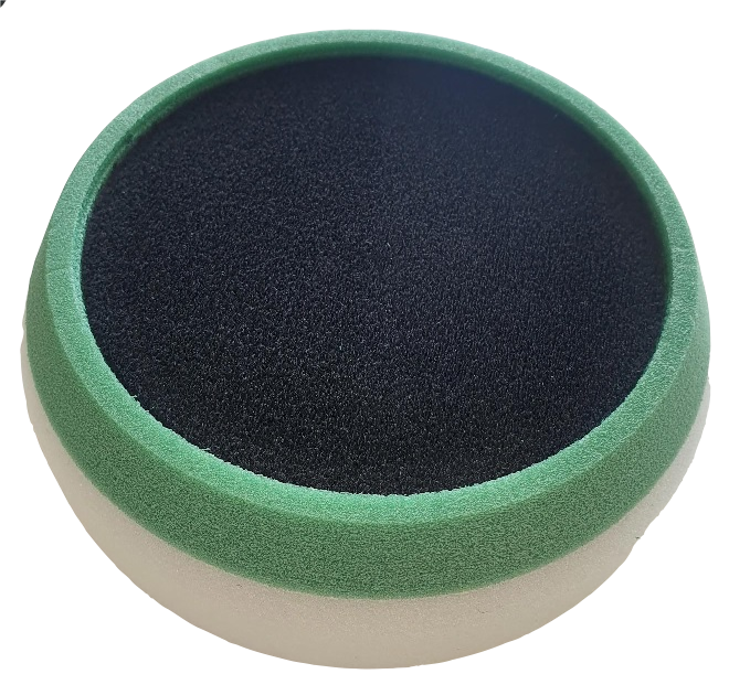 Fast Mover Hard white compounding pad. 150 x 50mm with hook & loop and fitted with protective collar