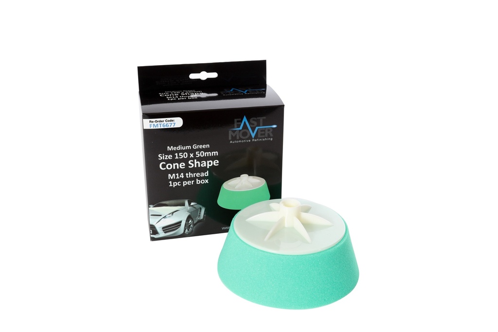 Fast Mover Hard green compounding pad 150 x 50mm cone shaped with M14 thread