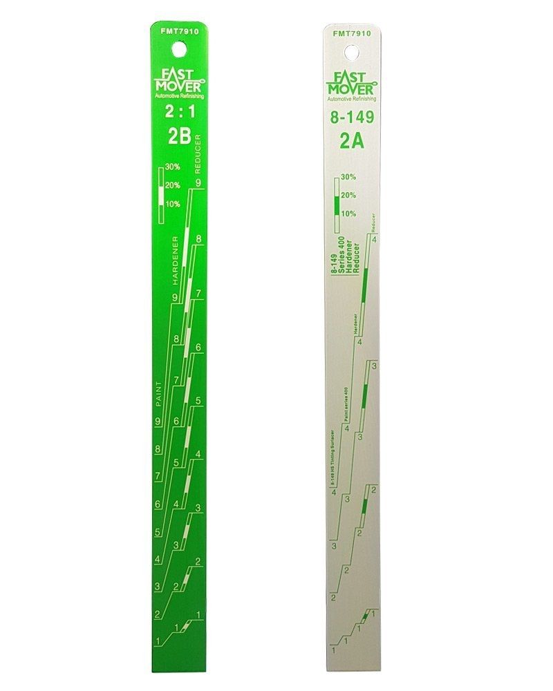 Fast Mover Paint measuring stick with ratios. Aluminium 370 x 32 x 2mm. 2:1 & 8:149
