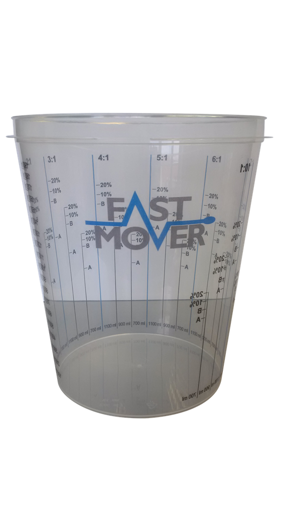 Fast Mover Plastic paint mixing cups with ratios. 2300ml . 100 cups per box