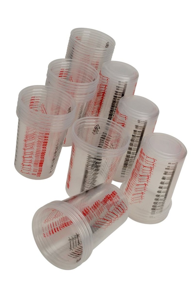 Fast Mover Plastic paint mixing cups. 600ml with ratios. 1000 cu