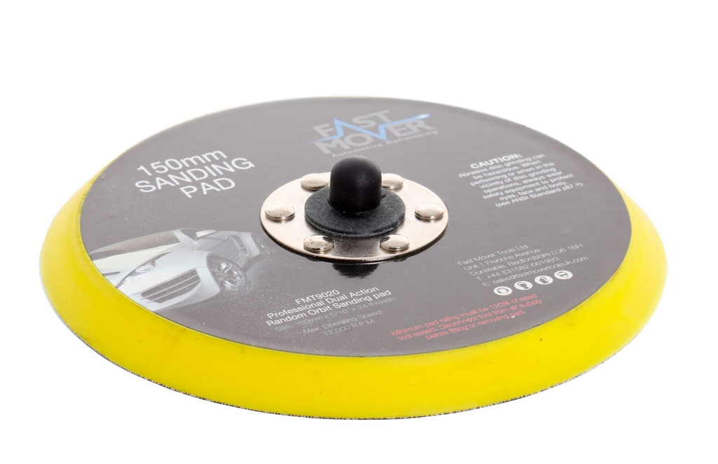Fast Mover backing pad with vinyl. 150mm 6 holes 10mm thick with 5/16 thread