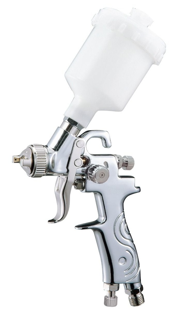 Fast Mover HVLP gravity feed spray gun with 125ml paint pot. 0.8