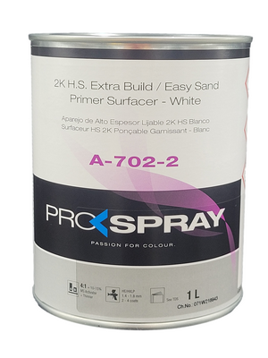Pro-Spray 1ltr 2K H.S. Extra Build / Easy Sand Primer Surfacer - White (Use Pros.ICA-803-0.25 Harden