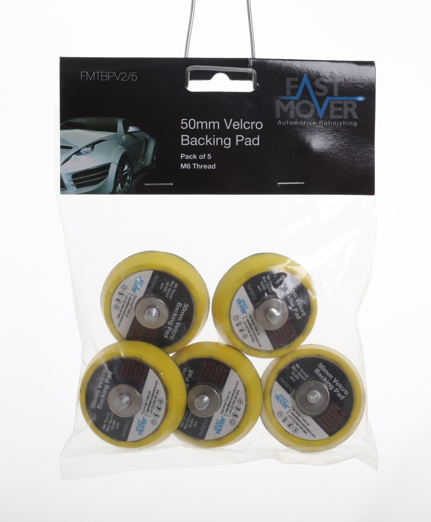 Fast Mover Backing pad with hook & loop. 50mm. 6mm thread. 5 pad