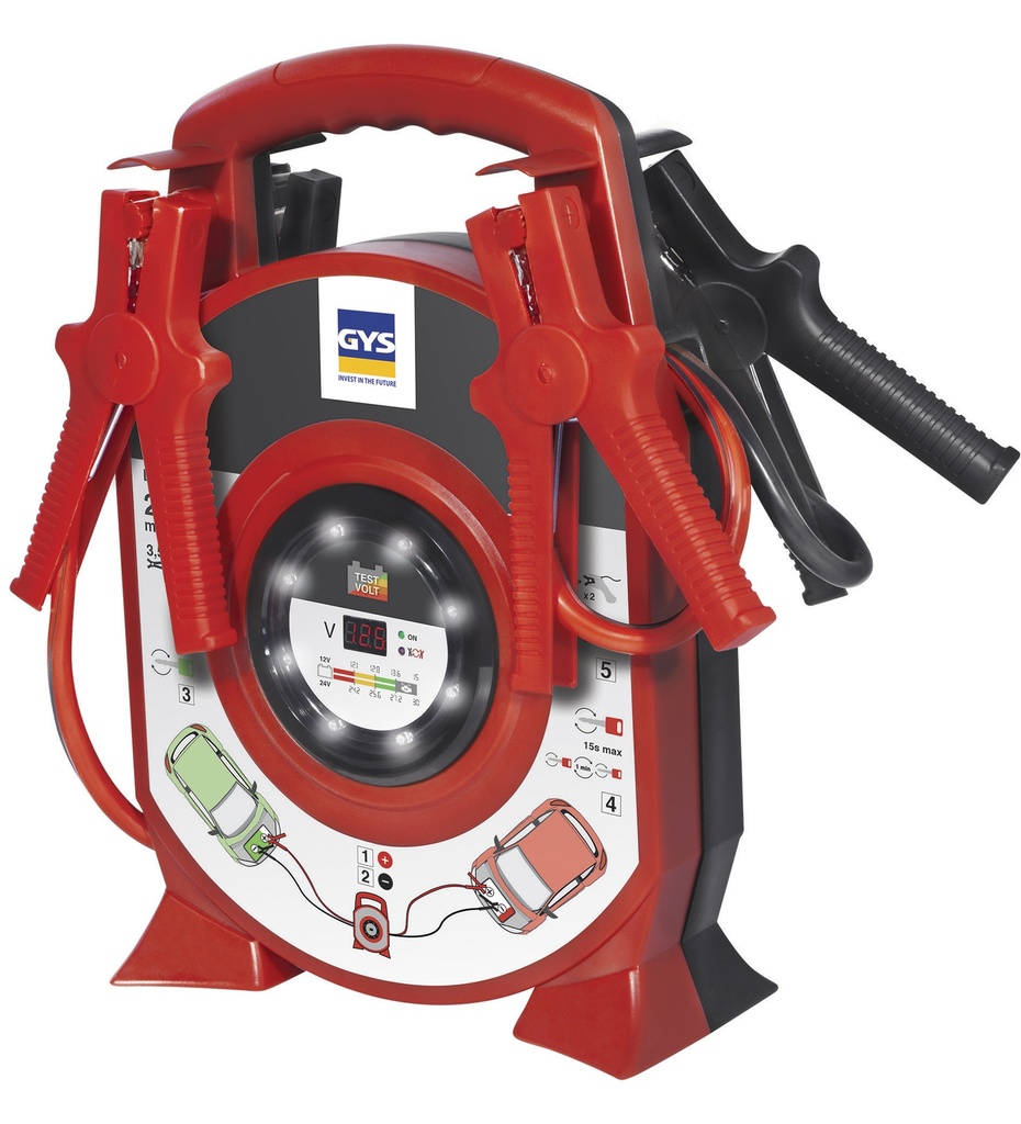 GYS JUMP LEADS REEL 500A - 2x3.5m - 25mm2 - INSULATED CLAMPS