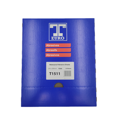 T-Euro P240 230 x 280mm Waterproof Abrasive Paper Sheets (Pkt 25)