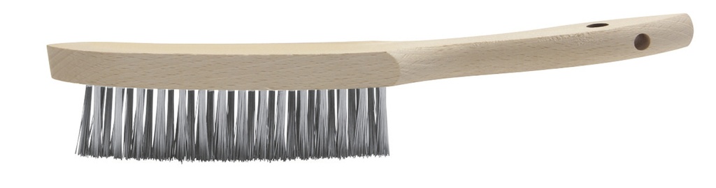 GYS ANGLE STAINLESS STEEL 3 ROW BRUSH - WOOD HANDLE