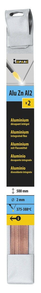 GYS 2 BRAZING RODS FLUX COATED ALU Ø 2mm - L. 500mm