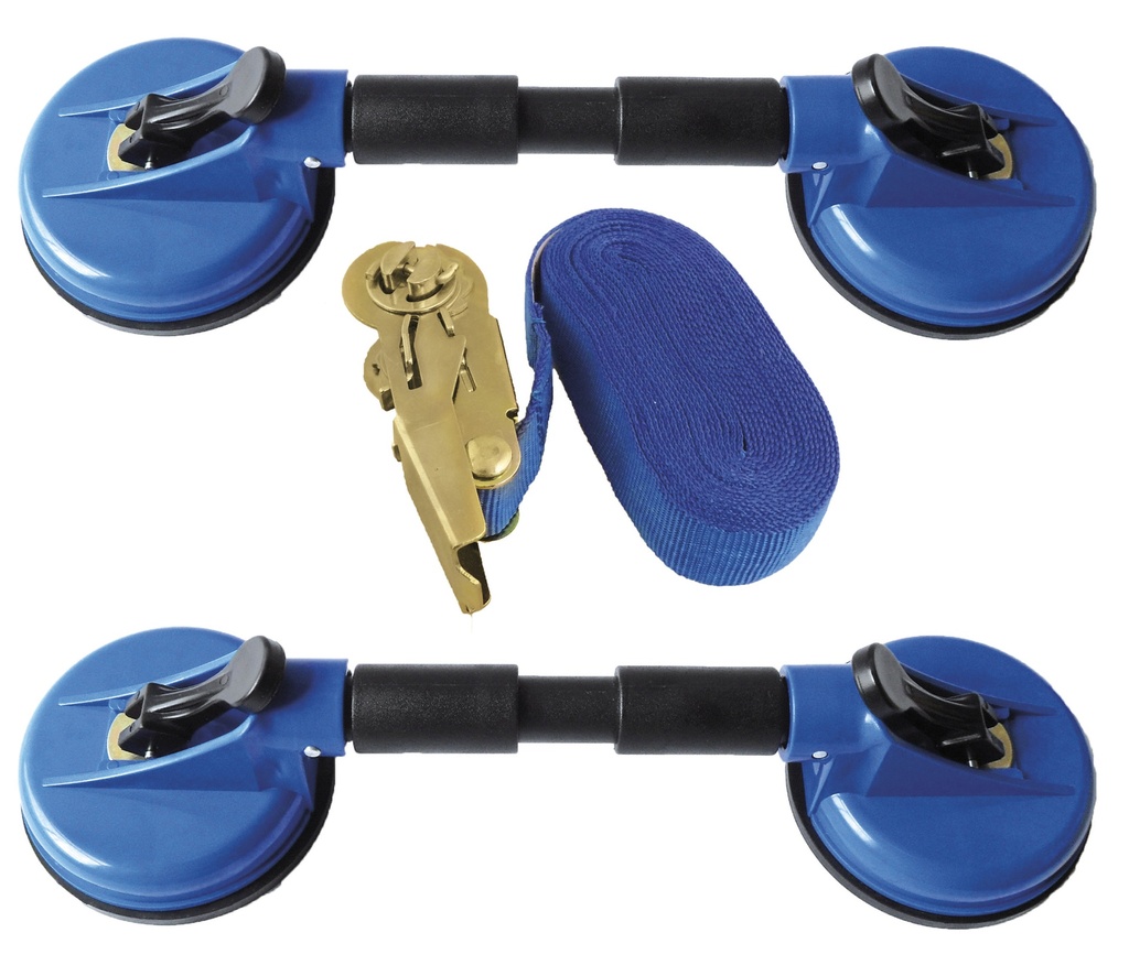 GYS SET OF 2 WINDSCREEN SUCTION CUPS & STRAP