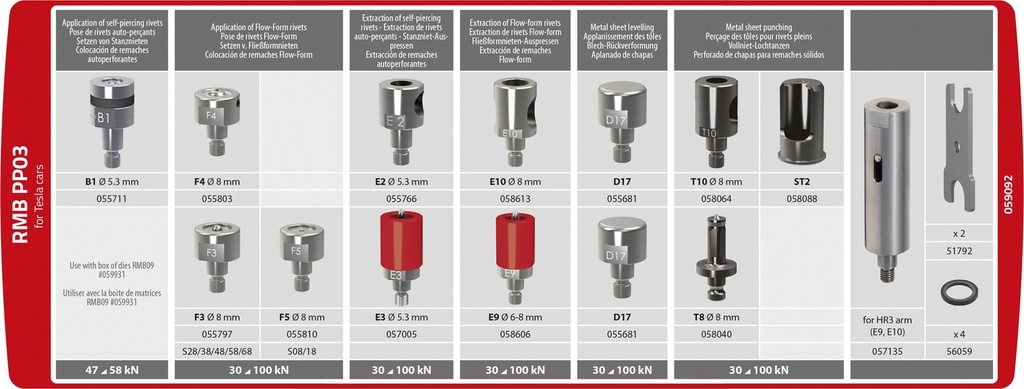 GYS RMB PP 03 DIE KIT FOR 10T/8T.PP/10T.PP RIVETER (Tesla)
