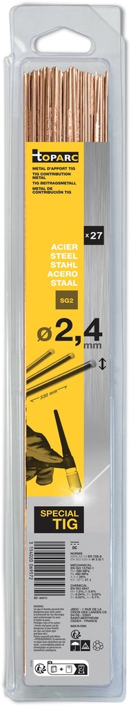 GYS 27 TIG STEEL RODS (SG2) Ø2,4 - 330mm - Blister 0,33kg