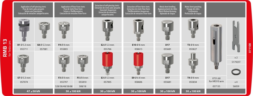 GYS RMB 13 DIE KIT FOR 8T/10T RIVETER (Tesla)