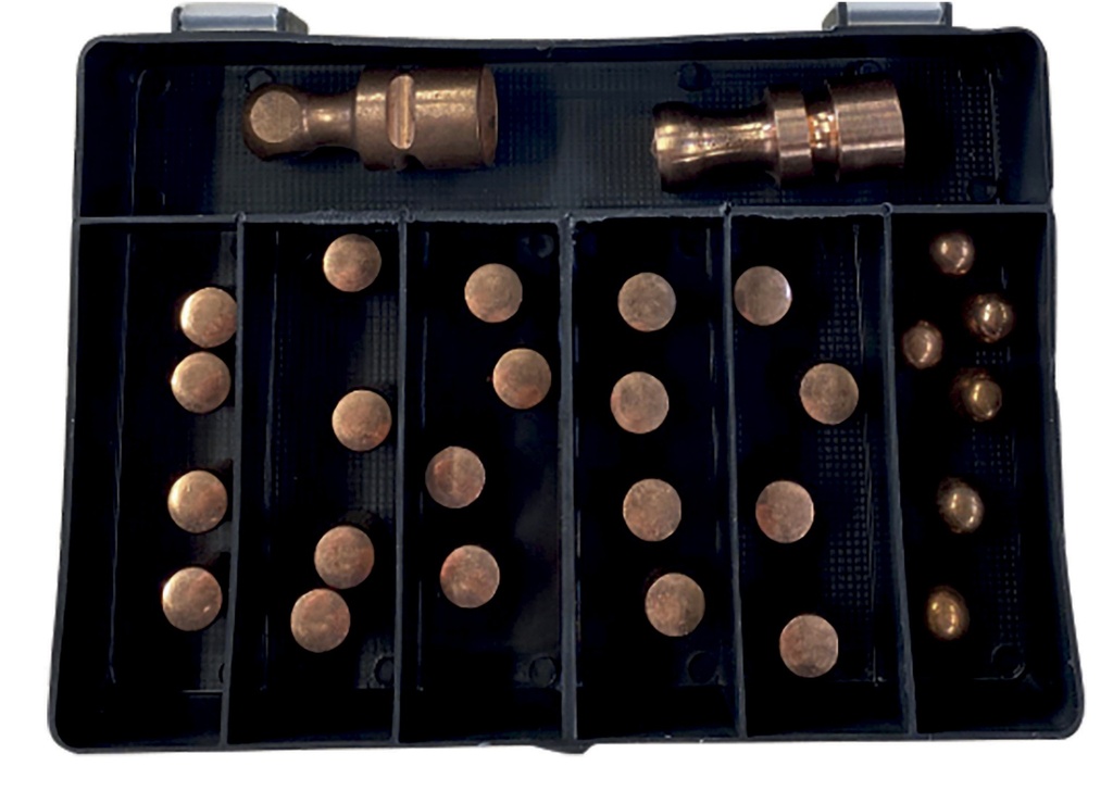 GYS BOX 20 CAPS TYPE A + 6 CAPS TYPE F + 2 ROUND ELECTRODES (C6 & G2)