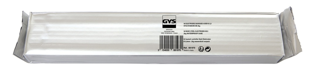 GYS 84 LOW HYDROGEN E7018 BASIC ELECTRODES STEEL Ø 2.5  - 2KG CA