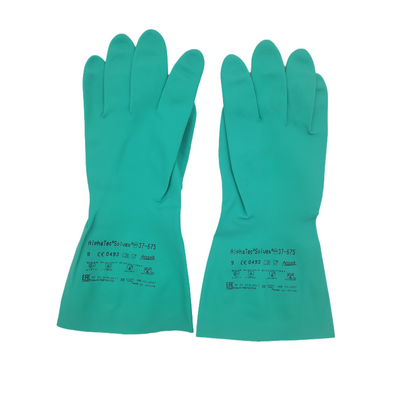 Ansell 37-675 Sol-Vex Chemical Resistant Reusable Green Nitrile Gloves Size 9 (Pair)