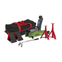 Sealey Low Entry Short Chassis Trolley Jack & Accessories Bag Combo, 2 Tonne - Green