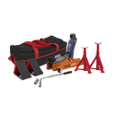 Sealey Low Entry Short Chassis Trolley Jack & Accessories Bag Combo 2 Tonne - Orange
