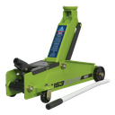 Heavy-Duty Long Reach Trolley Jack 3 Tonne - Green