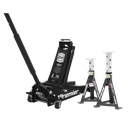 Sealey Premier Trolley Jack 3 Tonne & Axle Stands (Pair) 3 Tonne per Stand Combo