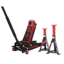 Sealey Trolley Jack 3 Tonne & Axle Stands (Pair) 3 Tonne per Stand Combo