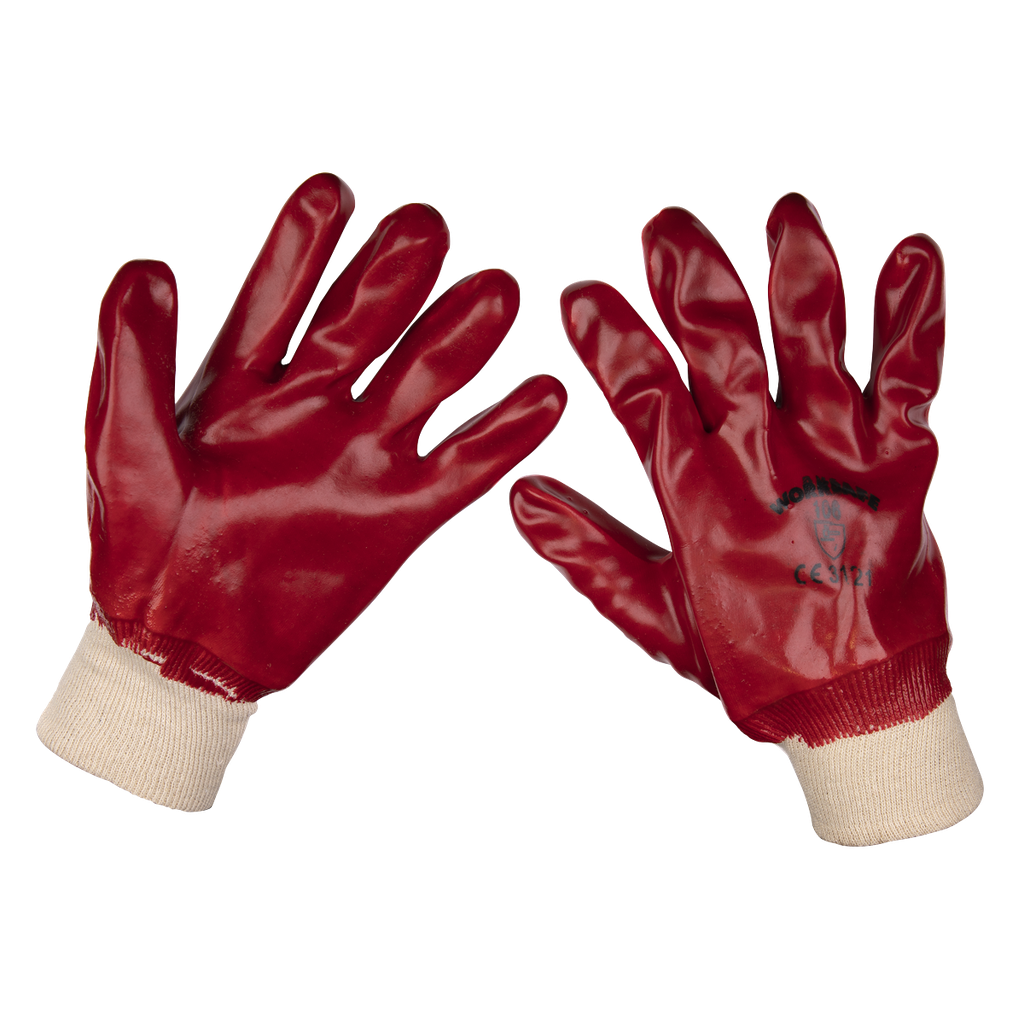 Sealey Worksafe® PVC Knit Wrist Gloves, Large - Pair