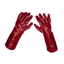 Sealey Worksafe® PVC Gauntlets 450mm, Red - Pair