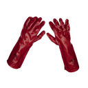 Sealey Worksafe® PVC Gauntlets 450mm, Red - Pack of 12 Pairs