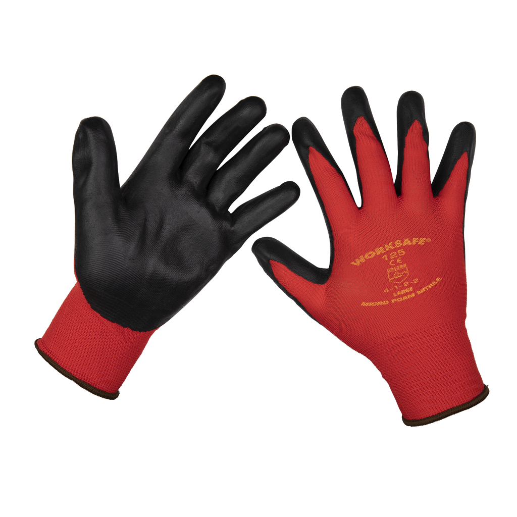 Sealey Worksafe® Nitrile Foam Gloves, Large - Pack of 12 Pairs