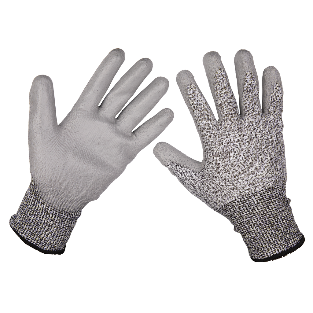 Sealey Worksafe® Anti-Cut PU Gloves (Cut Level C), Large - Pair