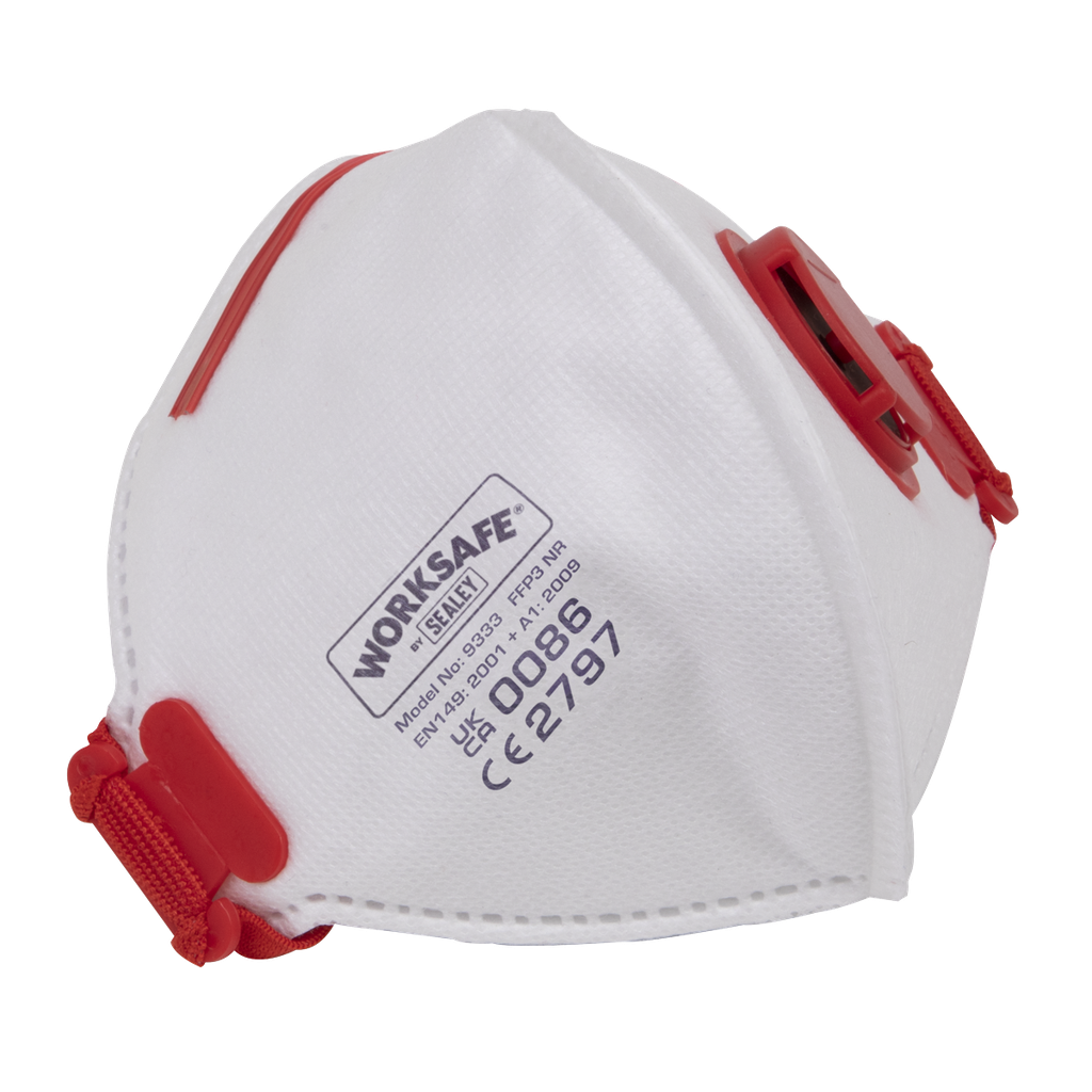 Sealey Worksafe® Valved Fold Flat Mask FFP3 - Pack of 10