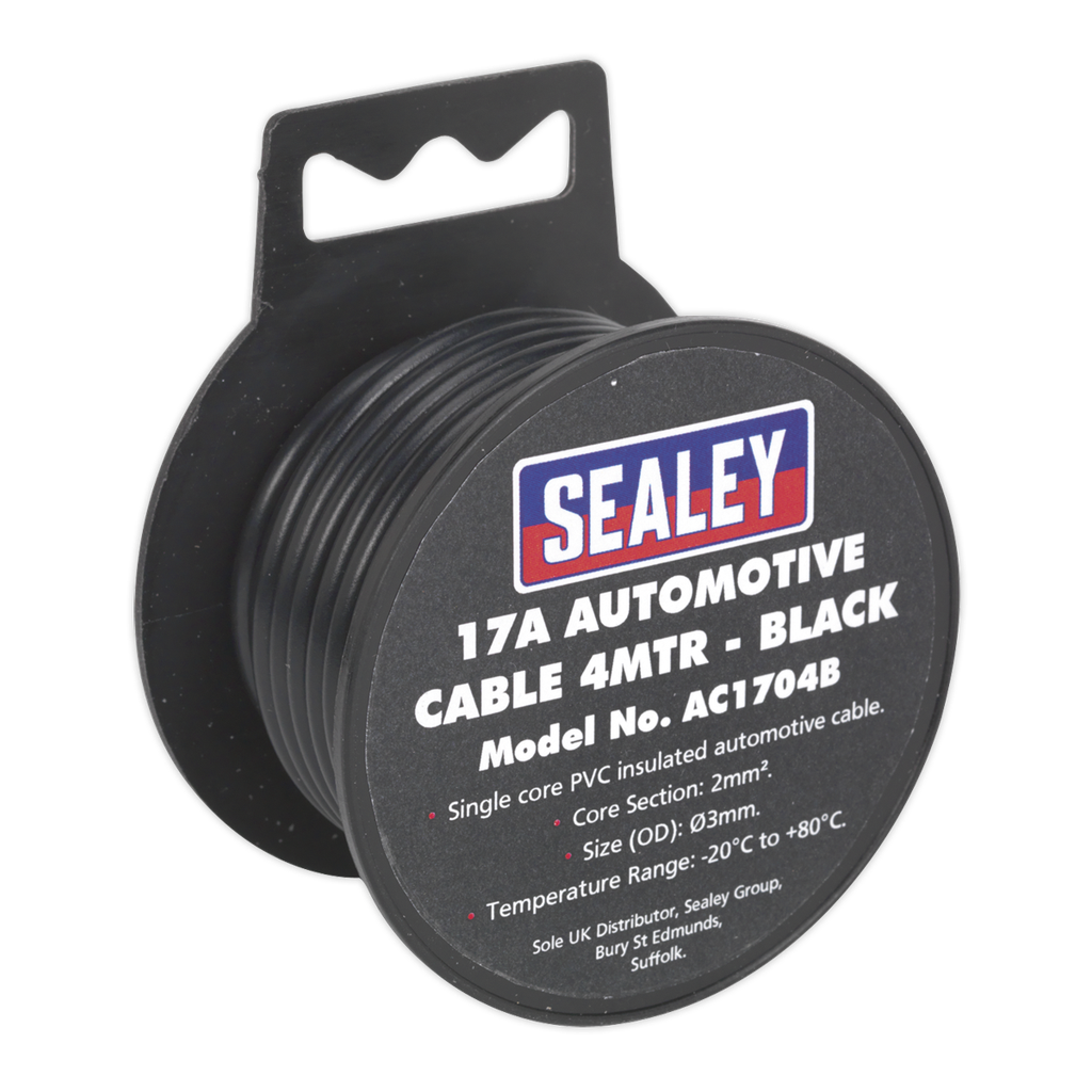Sealey 17A Thick Wall Automotive Cable 4m - Black